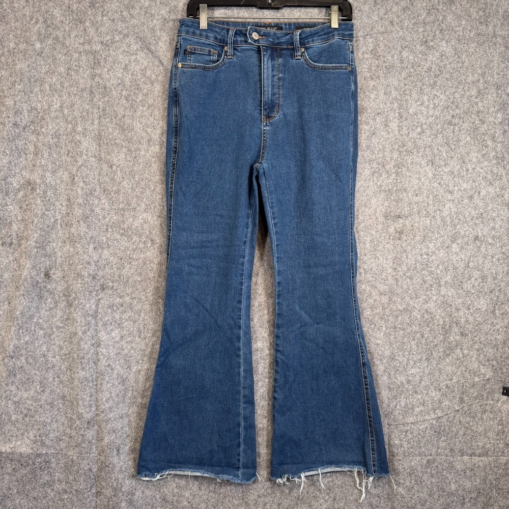 Judy Blue Super Flare Fit Raw Hem Denim Jeans Sz 11/30 Hippie Stretch Medium